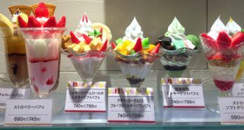 Various Parfaits in a show case.