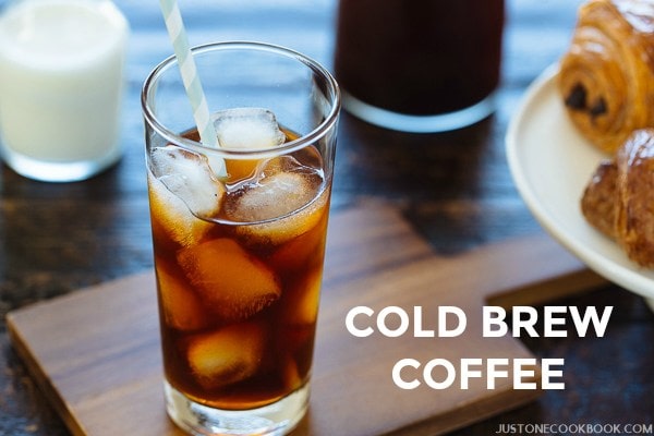 Cold Brew Coffee with ice cube in a glass.