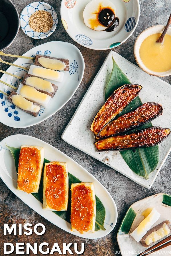 Miso glazed food on top of plates 