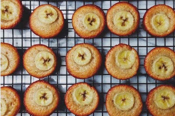 Banana Muffins on a baking rack.