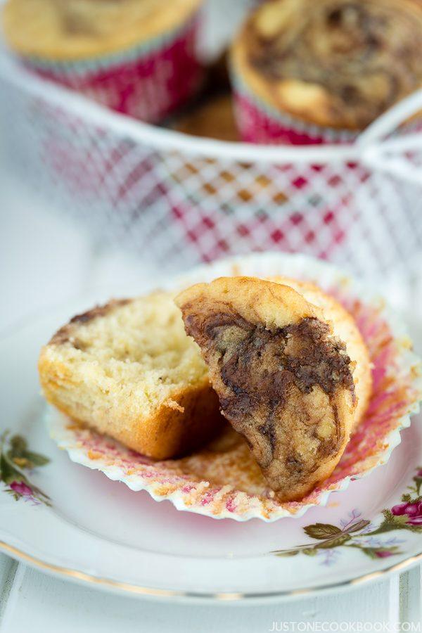 Caramelized Banana Muffins on a plate.