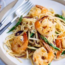 Japanese Pasta with Shrimp and Asparagus 海老とアスパラガスの和風パスタ • Just One ...