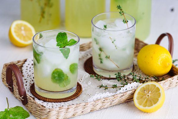 Homemade Lemonade in glass cups.