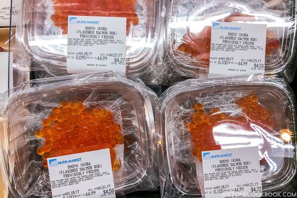 Ikura Salmon Roe in the packages.