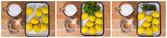 ingredients for homemade lemonade on wood cutting board