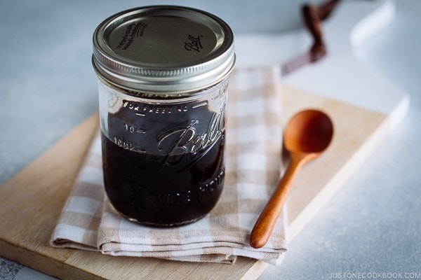 Teriyaki Sauce in a mason jar.