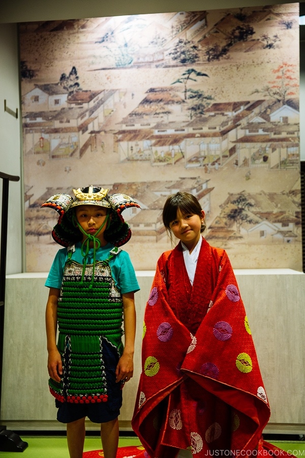 children wearing costumes inside Hiroshima Castle | JustOneCookbook.com