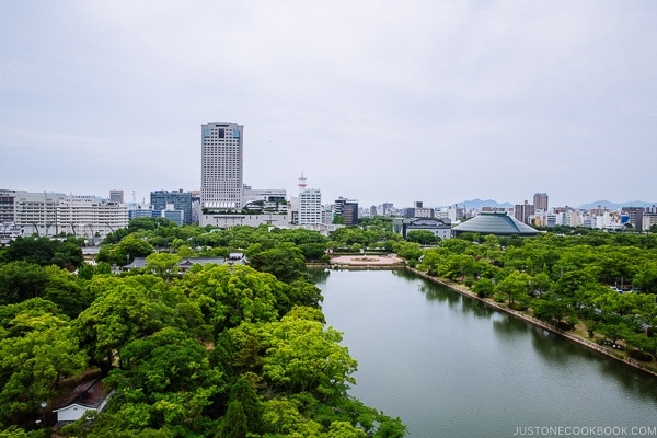 view of Hiroshima City from the top of the Hiroshima Castle | JustOneCookbook.com