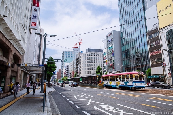 View of downtown Hiroshima with streetcar | Hiroshima Japan Guide JustOneCookbook.com