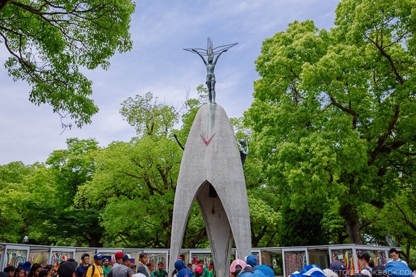 statue of girl with outstretched arm at children's peace monument in Hiroshima's Peace Memorial Park | JustOneCookbook.com