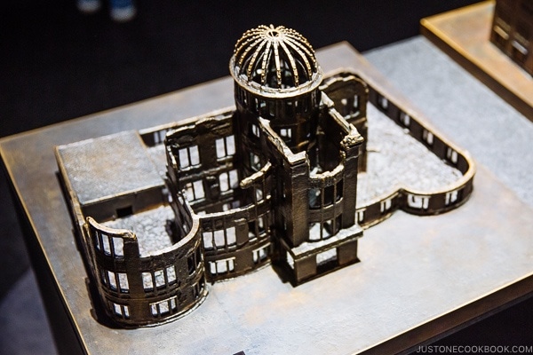 metal replica of Hiroshima Prefectural Industrial Promotion Hall after atomic bomb | JustOneCookbook.com