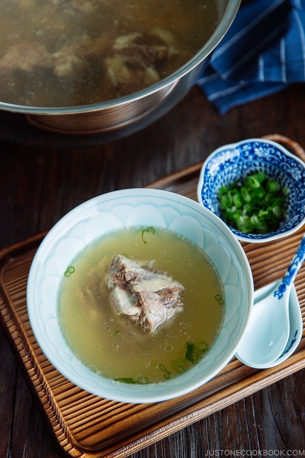 Delicious Pressure Cooker Oxtail Broth in a bowl.