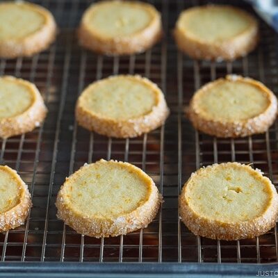 Meyer Lemon Sables on a baking sheet.