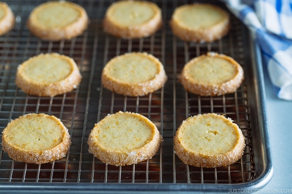 Meyer Lemon Sables on a baking sheet.