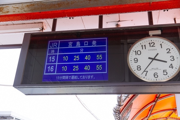 ferry timetable at Miyajima ferry terminal | JustOneCookbook.com