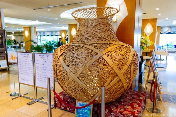 bamboo art work Suginoi Hotel Beppu - Beppu travel guide | justonecookbook.com