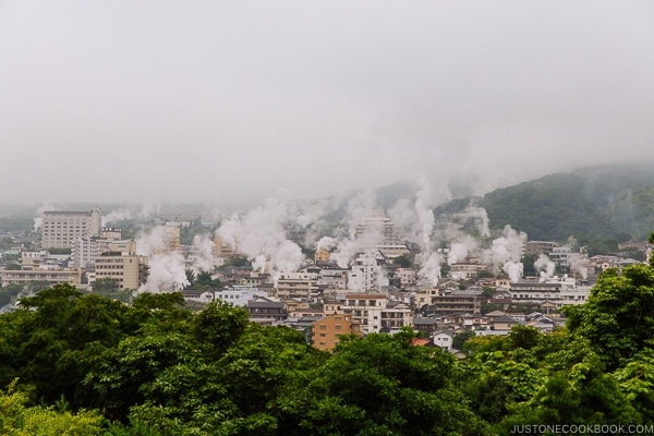 natural steam releasing from the ground - Beppu travel guide | justonecookbook.com