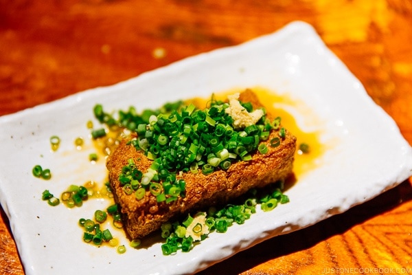 tofu with green onion at ねぎぼうず Negibouzu Izakaya - Kumamoto Travel Guide | justonecookbook.com