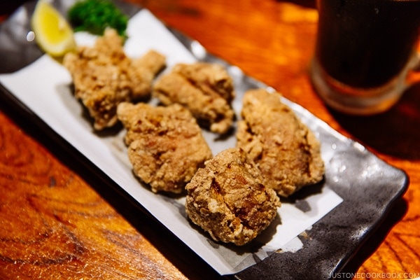 chicken karaage at ねぎぼうず Negibouzu Izakaya - Kumamoto Travel Guide | justonecookbook.com