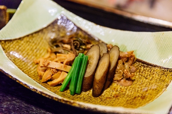 vegetable appetizer at Shinmei-kan 山の宿 新明館 Kurokawa Onsen Travel Guide | justonecookbook.com