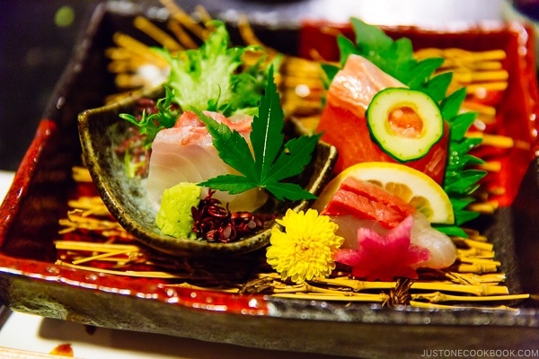 sashimi during dinner at Shinmei-kan 山の宿 新明館 Kurokawa Onsen Travel Guide | justonecookbook.com