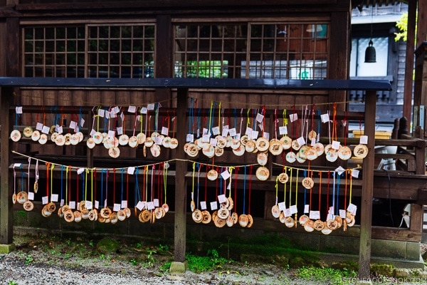 Kurokawa onsen passes hanging at shrine Kurokawa Onsen Travel Guide | justonecookbook.com