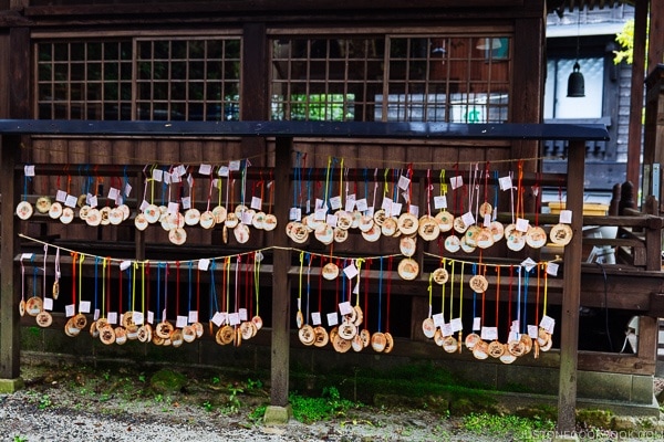 Kurokawa onsen passes hanging at shrine Kurokawa Onsen Travel Guide | justonecookbook.com