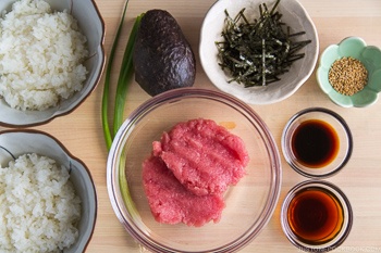 Avocado & Negitoro Donburi Ingredients