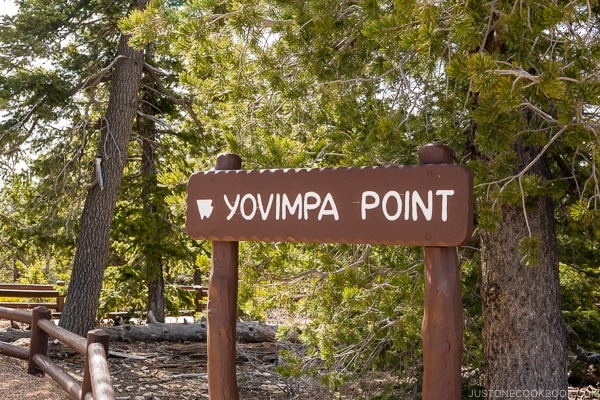 Yovimpa Point sign - Bryce Canyon National Park Travel Guide | justonecookbook.com