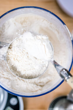 Measuring the flour accurately with a measuring cup.