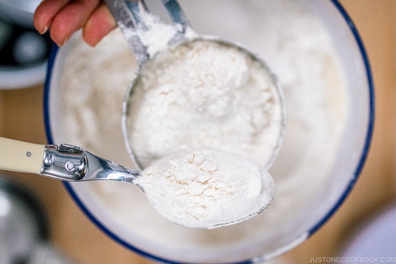 Measuring the flour accurately with a measuring cup.