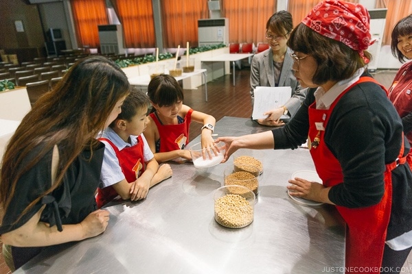 children learning how soy sauce is made at Kikkoman Factory in Noda Japan | justonecookbook.com