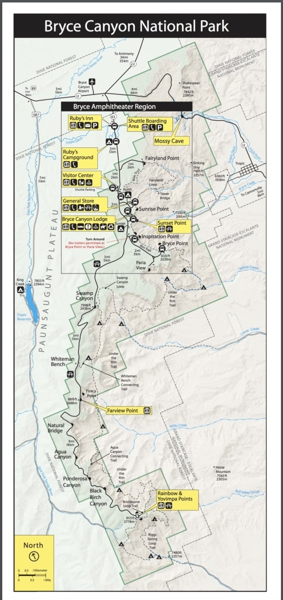 Map of Bryce Canyon National Park