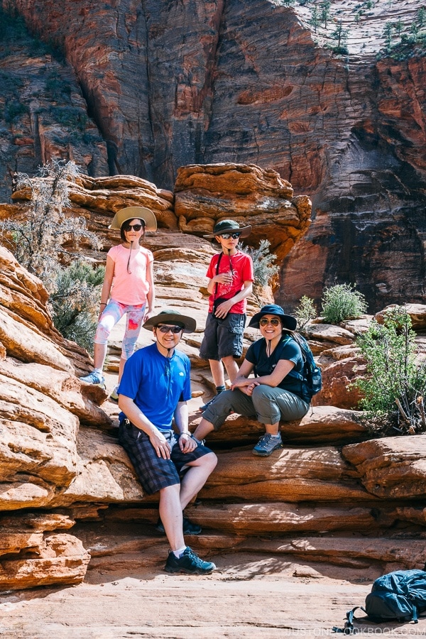 Just One Cookbook family on Canyon Overlook Trail - Zion National Park Travel Guide | justonecookbook.com