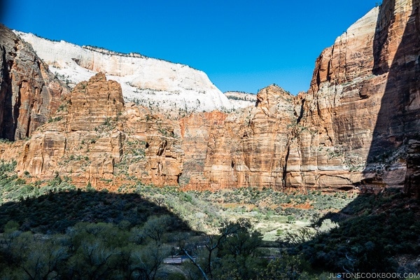 view of the canyon from Hidden Canyon Trail - Zion National Park Travel Guide | justonecookbook.com