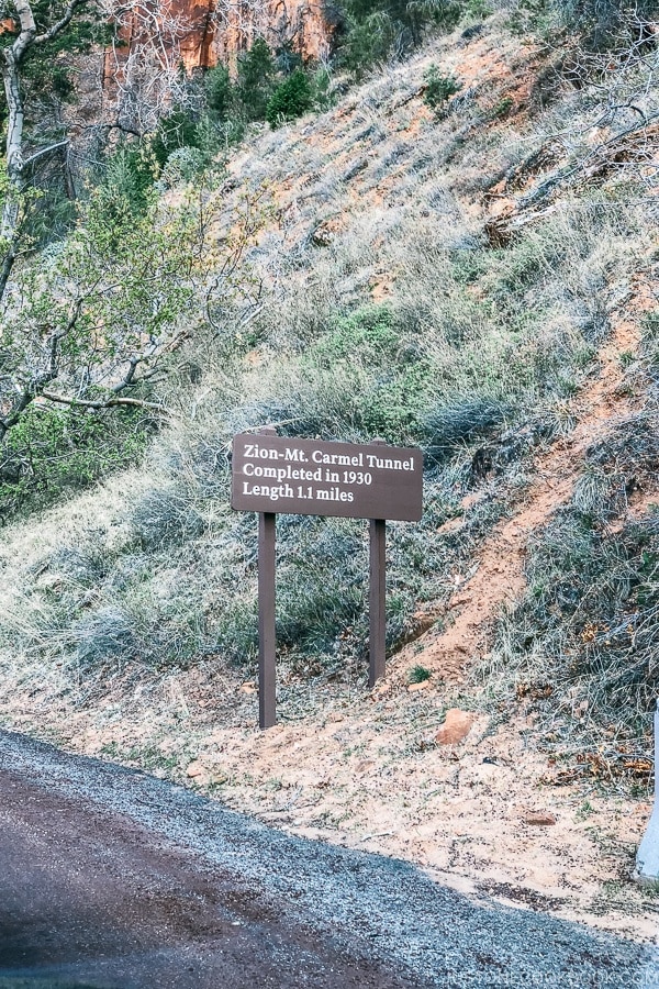 Zion Mt Carmel Tunnel sign - Zion National Park Travel Guide | justonecookbook.com