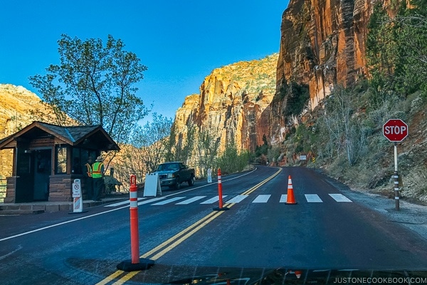 near ranger's booth on the west side of Zion-Mt. Carmel Highway and Tunnel - Zion National Park Travel Guide | justonecookbook.com