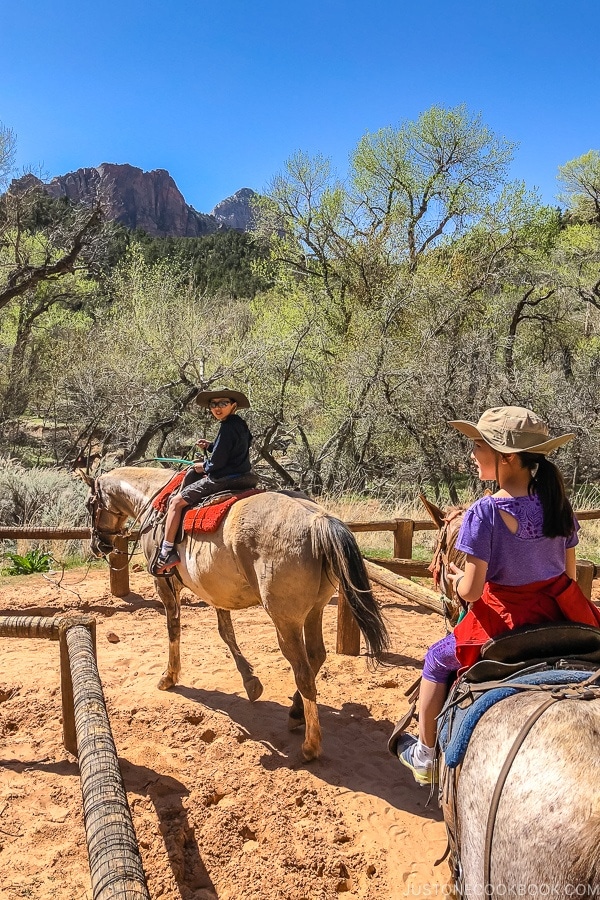 children riding horses - Zion National Park Travel Guide | justonecookbook.com