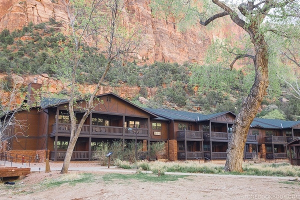 Exterior of Zion Lodge Hotel - Zion National Park Travel Guide | justonecookbook.com