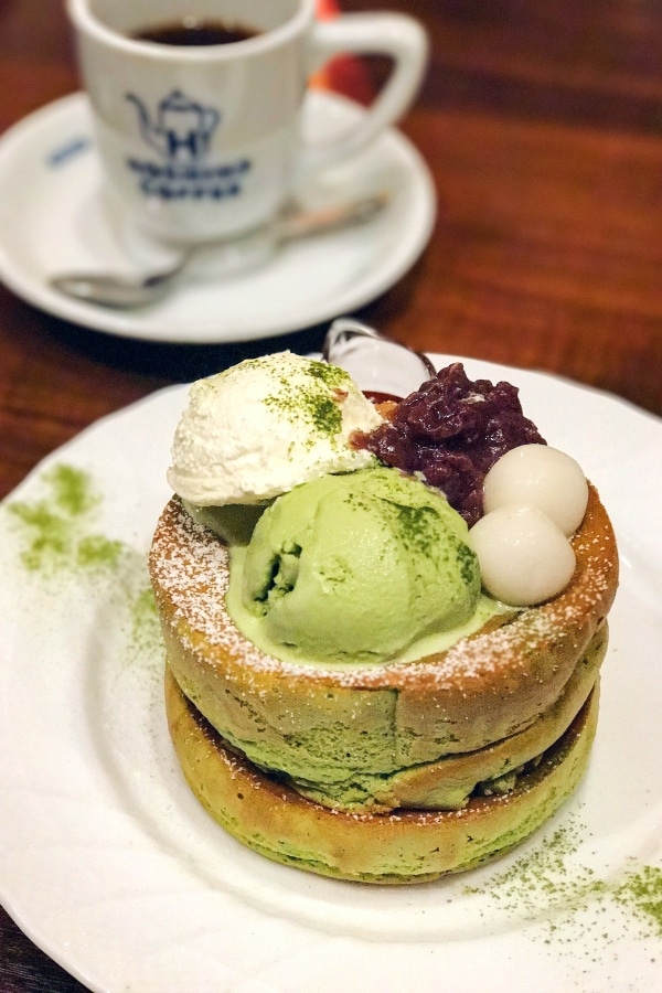 Green Tea Souffle Pancakes at Hoshino Coffee
