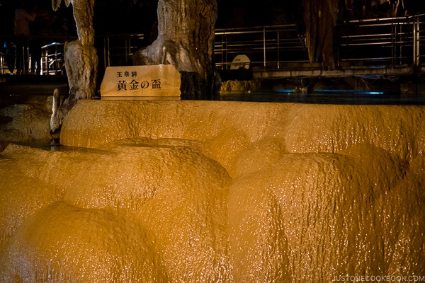 Golden stone formation in Gyokusendo Cave - Okinawa World | justonecookbook.com