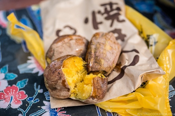 roasted okinawa potato at Ryukyu Mura Okinawa | justonecookbook.com