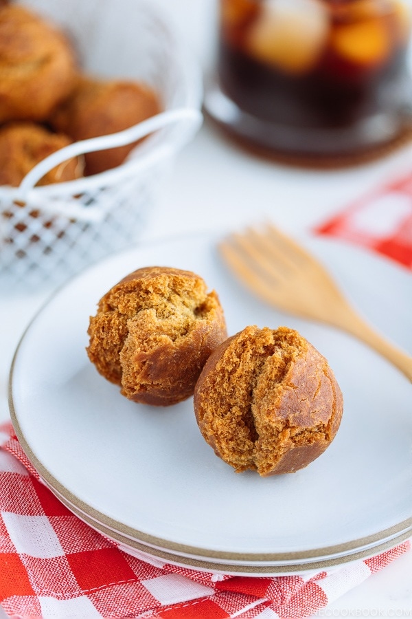 Sata Andagi (Okinawan Doughnuts) on a white plate.