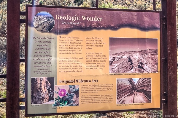 Geologic Wonder sign on the way to Wire Pass trail | justonecookbook.com