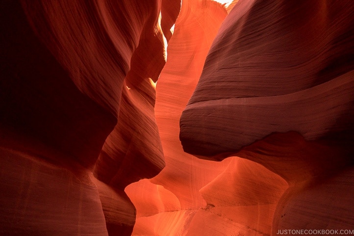 Lower antelope canyon view of sand rock | justonecookbook.com