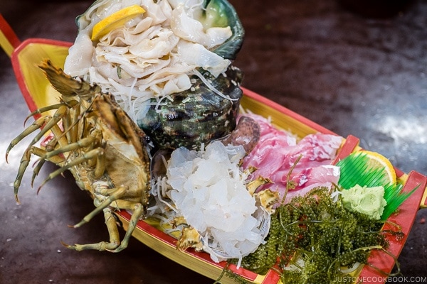 shellfish sashimi at First Makishi Public Market - Okinawa Travel Guide | justonecookbook.com