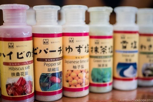 different salt flavors at First Makishi Public Market - Okinawa Travel Guide | justonecookbook.com