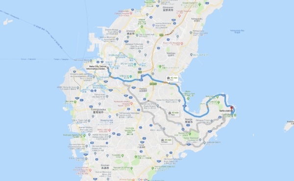 Google Maps Naha City to Seifa-Utaki