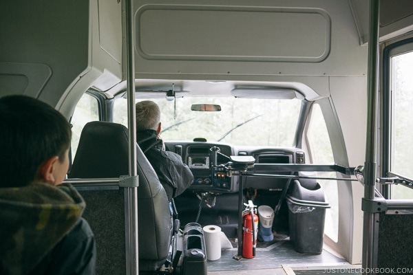 riding in the bus to the caves - Lake Shasta Caverns Travel Guide | justonecookbook.com