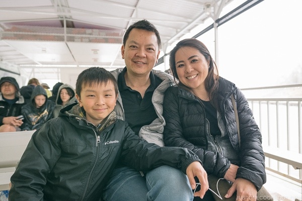 Just One Cookbook family on ferry - Lake Shasta Caverns Travel Guide | justonecookbook.com